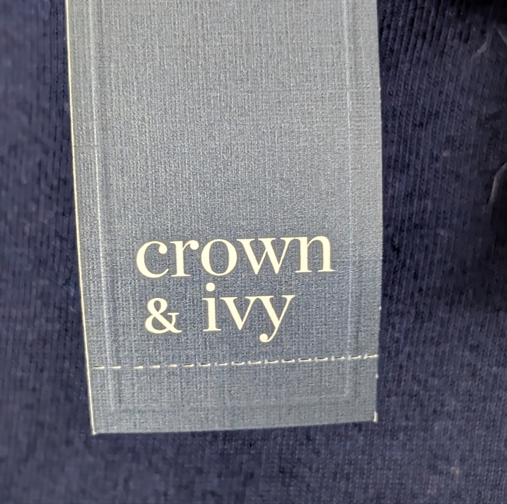 NWT Crown & Ivy Navy Blue Peplum PS Long Sleeve Sweatshirt Turtleneck - Picture 5 of 8
